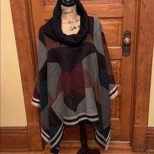 Free People multi colored Cowl-neck Poncho